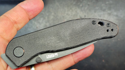 Kubey Snug Black Micarta or Orange G10 or Black G10 Handle 14C28N Spear Point