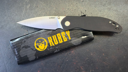 Kubey Snug Black Micarta or Orange G10 or Black G10 Handle 14C28N Spear Point