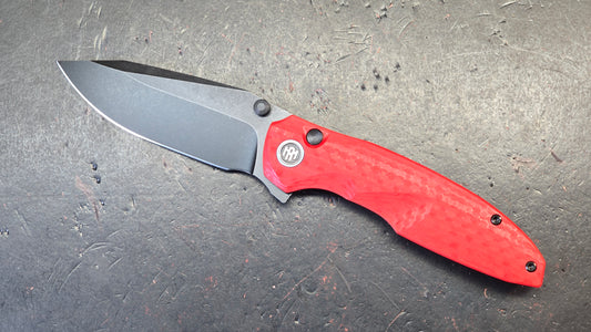 Remette Cool Whale Red G10 Handle 14C28N Black or Satin Blade