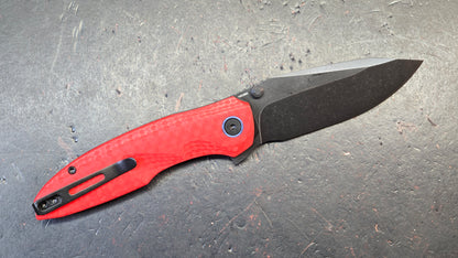 Remette Cool Whale Red G10 Handle 14C28N Black or Satin Blade