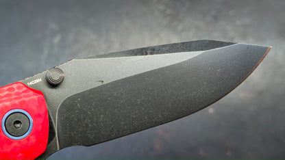 Remette Cool Whale Red G10 Handle 14C28N Black or Satin Blade