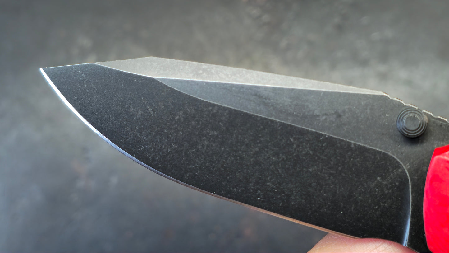 Remette Cool Whale Red G10 Handle 14C28N Black or Satin Blade