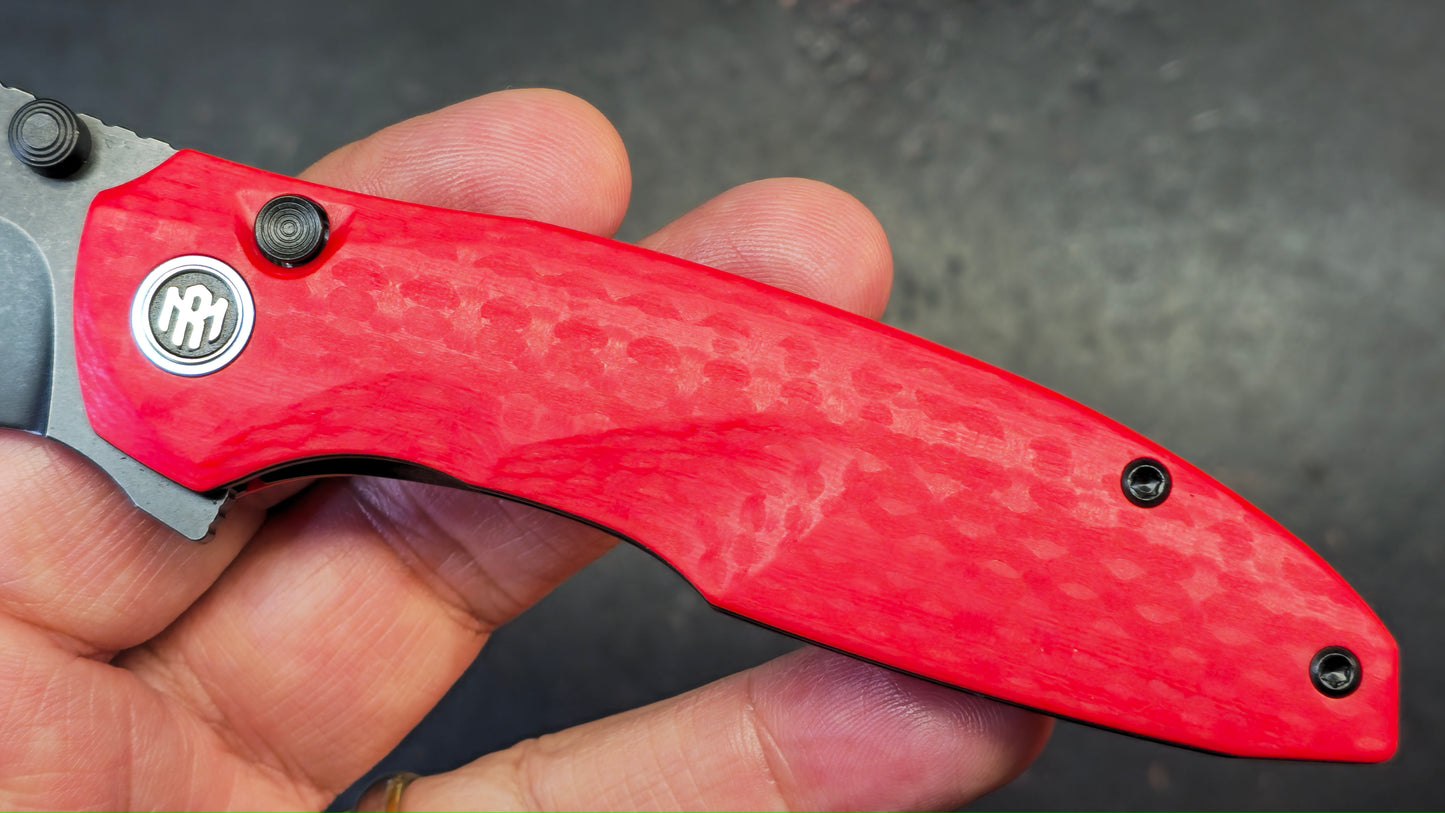 Remette Cool Whale Red G10 Handle 14C28N Black or Satin Blade
