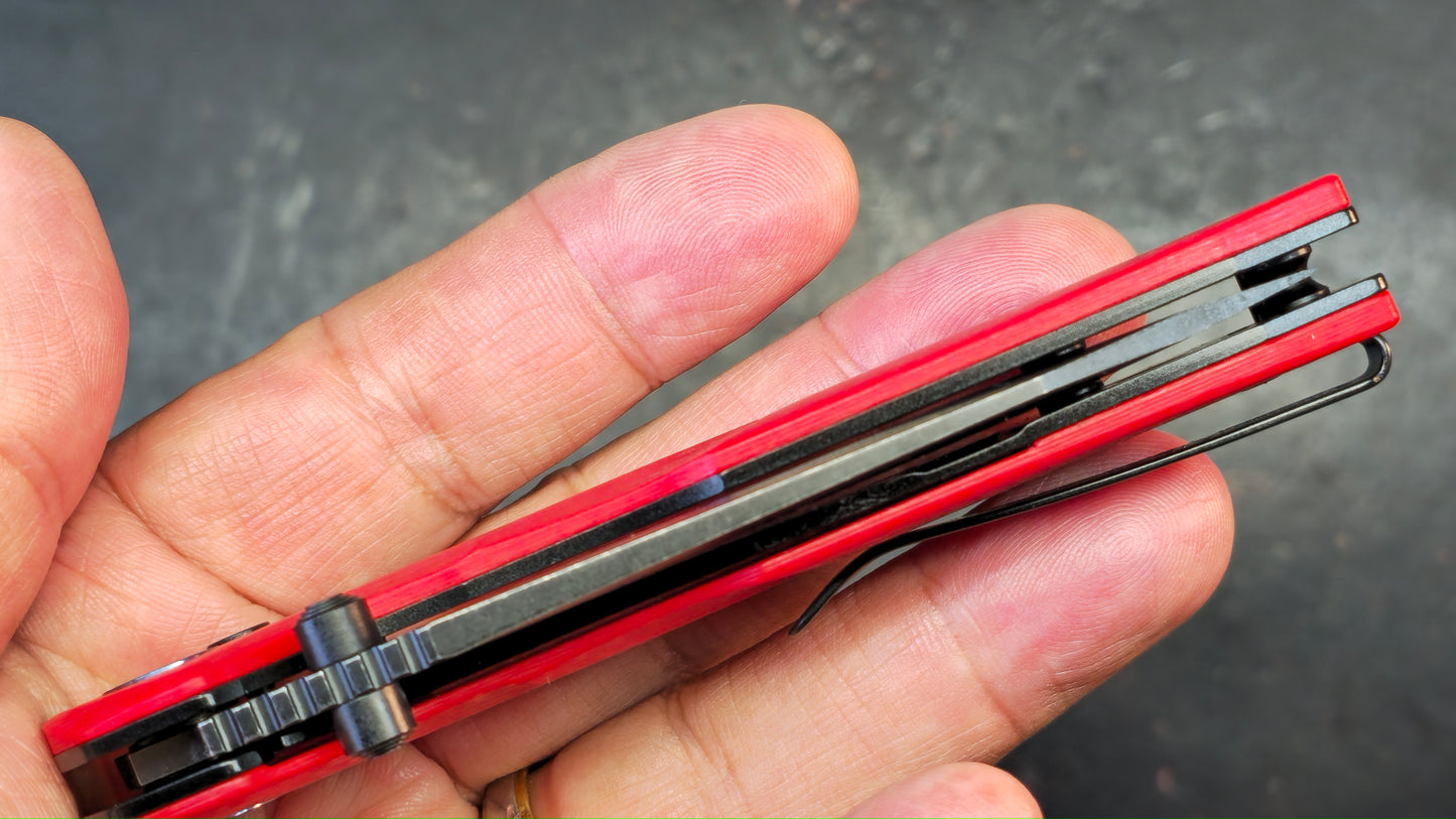 Remette Cool Whale Red G10 Handle 14C28N Black or Satin Blade