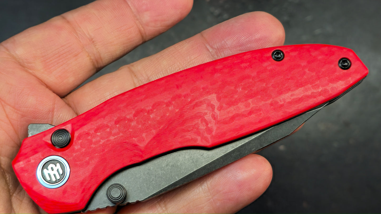 Remette Cool Whale Red G10 Handle 14C28N Black or Satin Blade