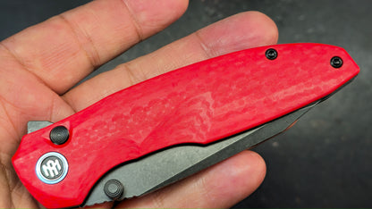 Remette Cool Whale Red G10 Handle 14C28N Black or Satin Blade