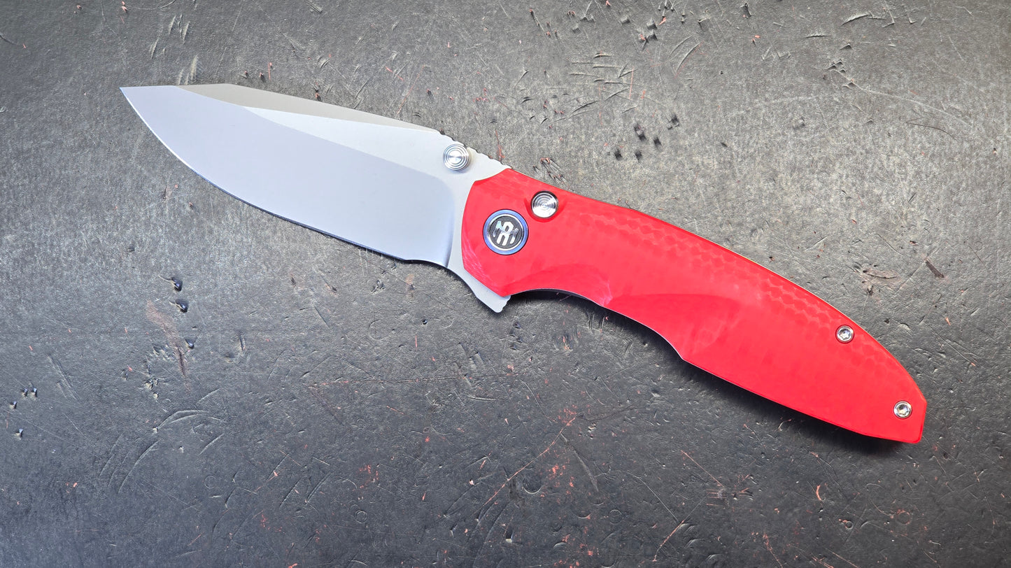 Remette Cool Whale Red G10 Handle 14C28N Black or Satin Blade