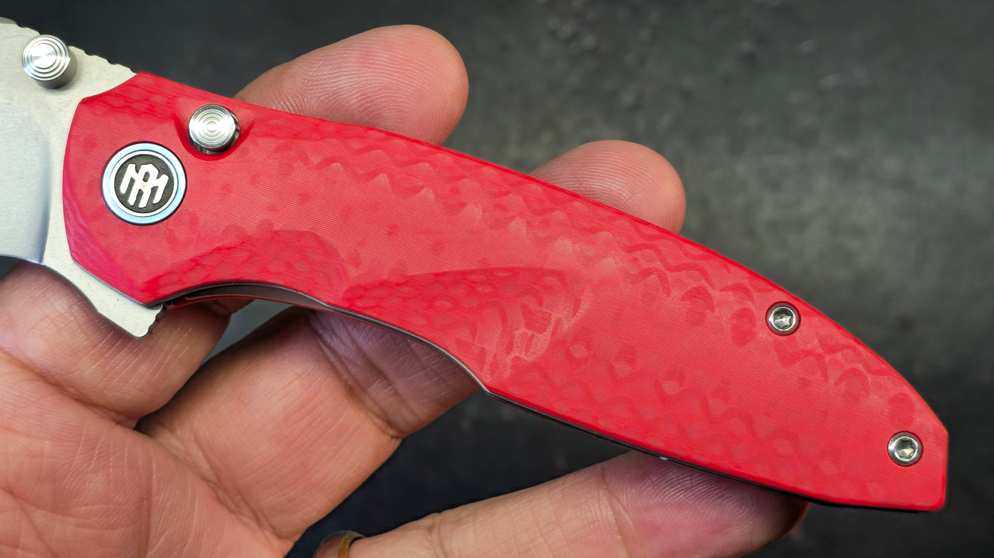 Remette Cool Whale Red G10 Handle 14C28N Black or Satin Blade