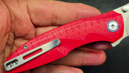 Remette Cool Whale Red G10 Handle 14C28N Black or Satin Blade