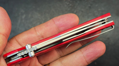 Remette Cool Whale Red G10 Handle 14C28N Black or Satin Blade