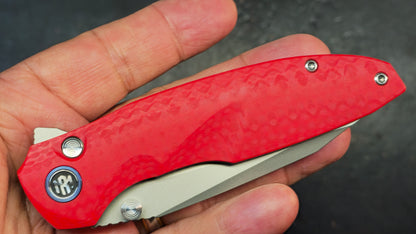 Remette Cool Whale Red G10 Handle 14C28N Black or Satin Blade