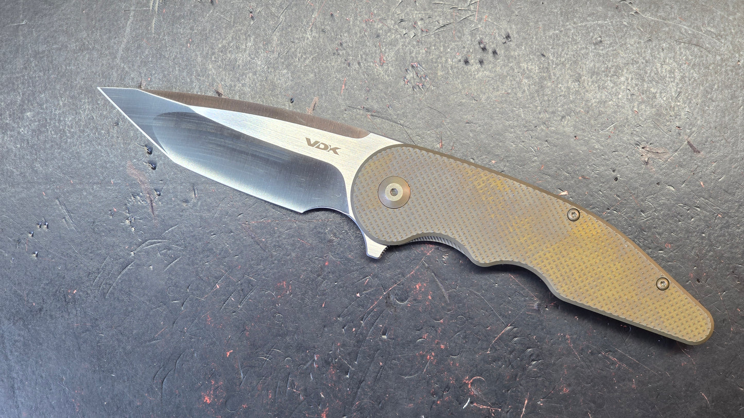 VDK 011 Wasp Framelock Bronze Titanium Handles M390 Blade