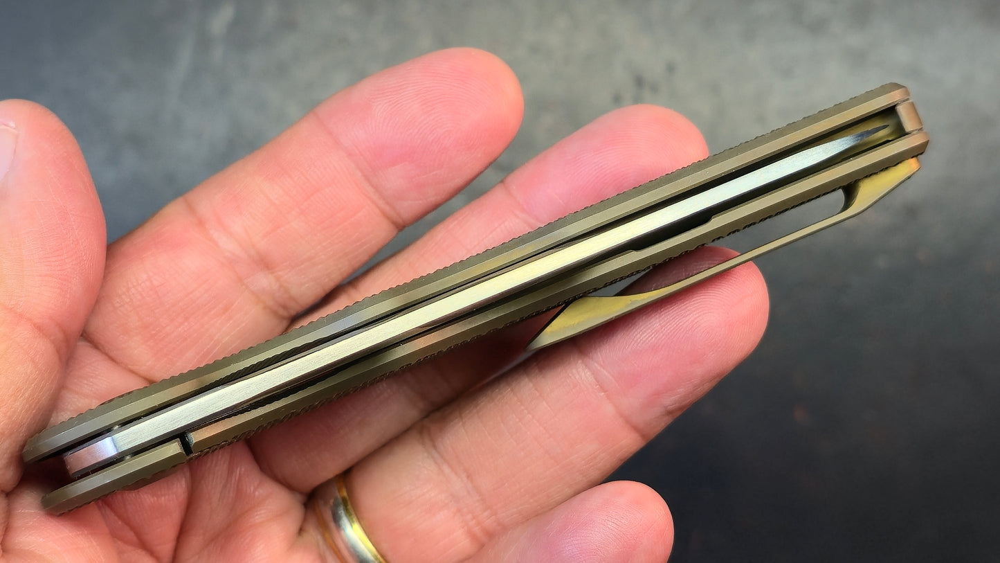 VDK 011 Wasp Framelock Bronze Titanium Handles M390 Blade