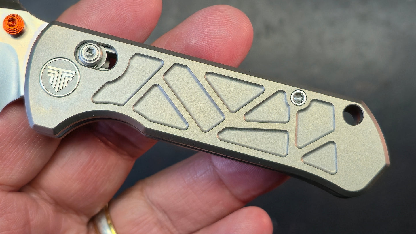 Trivisa Skarn-W Crossbar Lock Titanium Handle Satin M390 Modified Tanto Blade