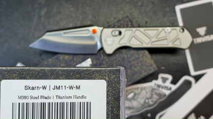 Trivisa Skarn-W Crossbar Lock Titanium Handle Satin M390 Modified Tanto Blade