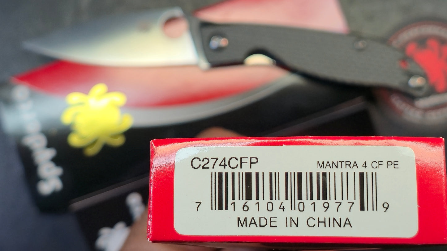 Spyderco Mantra 4 Black Carbon Fiber/G10 Laminate Handle 8Cr13MoV Blade