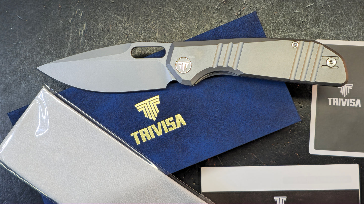 Trivisa Knives Gecko-S Liner Lock Titanium Handle Stonewashed M390 Blade