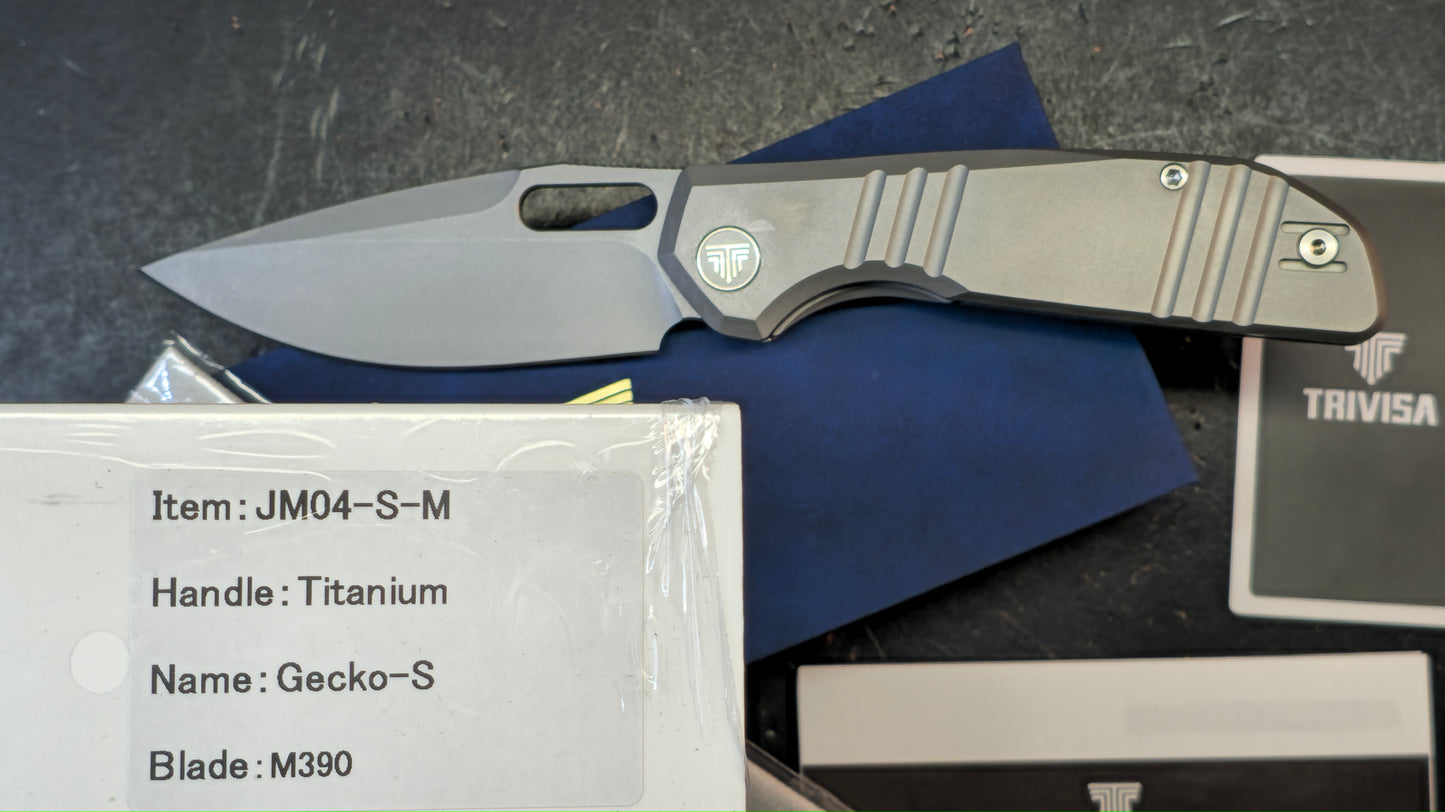 Trivisa Knives Gecko-S Liner Lock Titanium Handle Stonewashed M390 Blade
