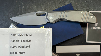 Trivisa Knives Gecko-S Liner Lock Titanium Handle Stonewashed M390 Blade