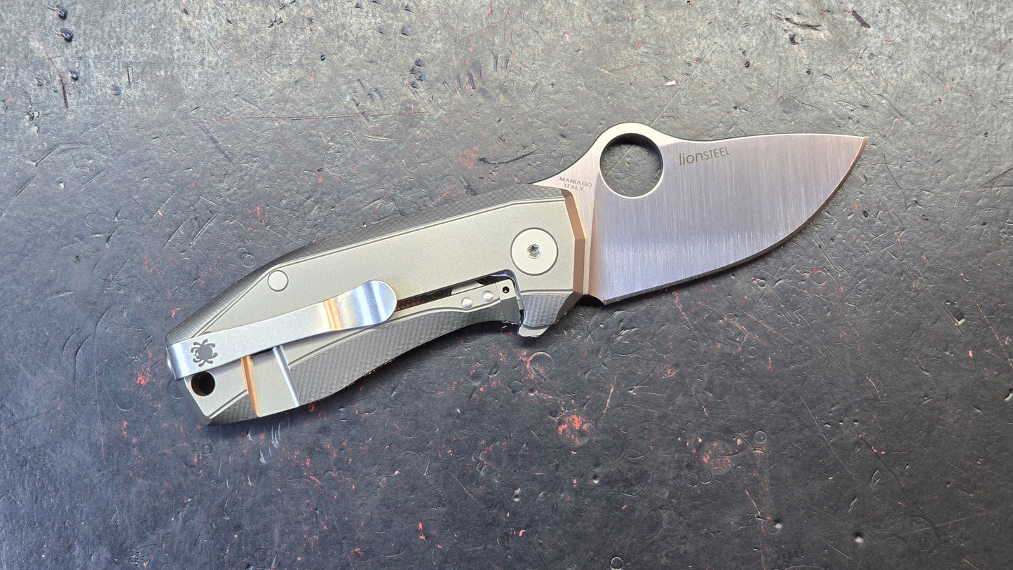 Spyderco SpyNano Micarta/Titanium 2.6" Satin M398 Blade