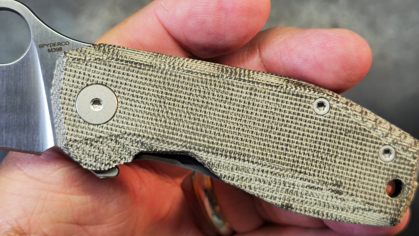 Spyderco SpyNano Micarta/Titanium 2.6" Satin M398 Blade