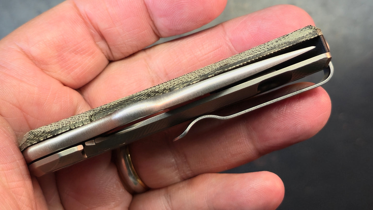 Spyderco SpyNano Micarta/Titanium 2.6" Satin M398 Blade