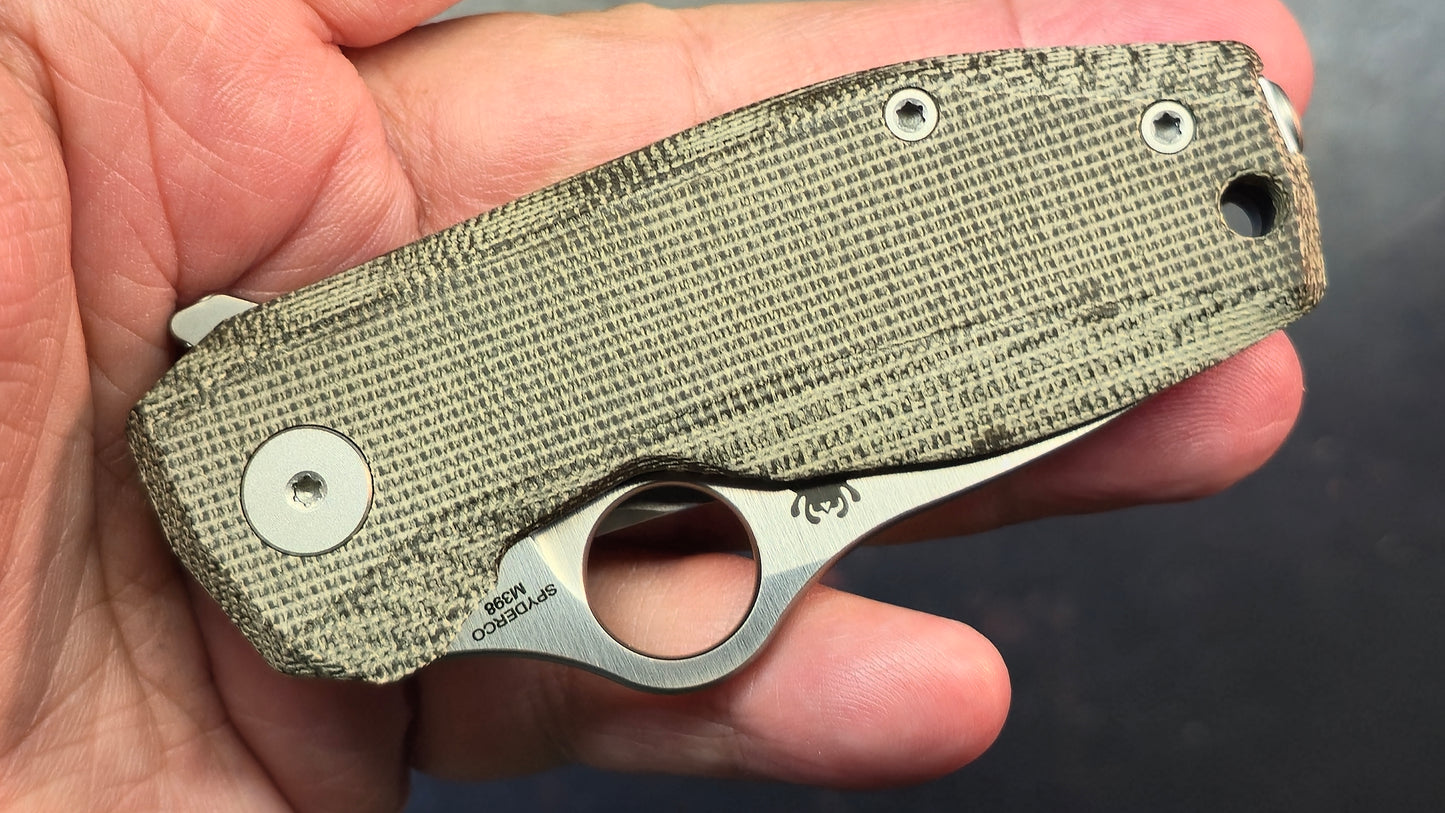 Spyderco SpyNano Micarta/Titanium 2.6" Satin M398 Blade