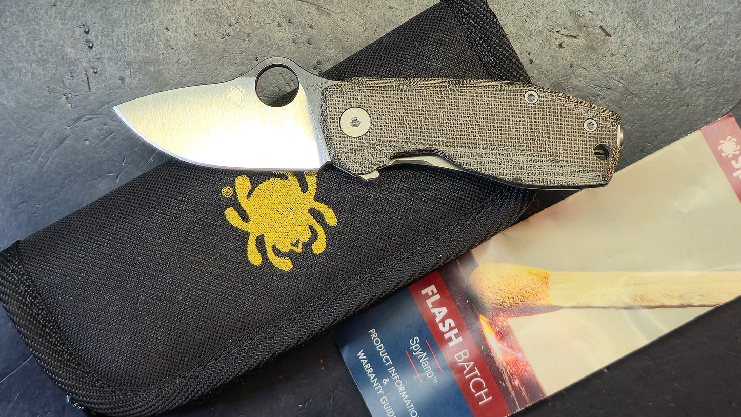 Spyderco SpyNano Micarta/Titanium 2.6" Satin M398 Blade