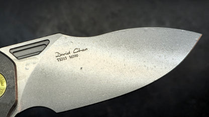 TwoSun TS513 Gold Carbon Fiber / Titanium Handle M390 Blade