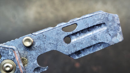 Yang Jiang (Sixleaf) "Ringing" DEC-Blue Crystallized Titanium Material Bottle opener EDC multi-tool