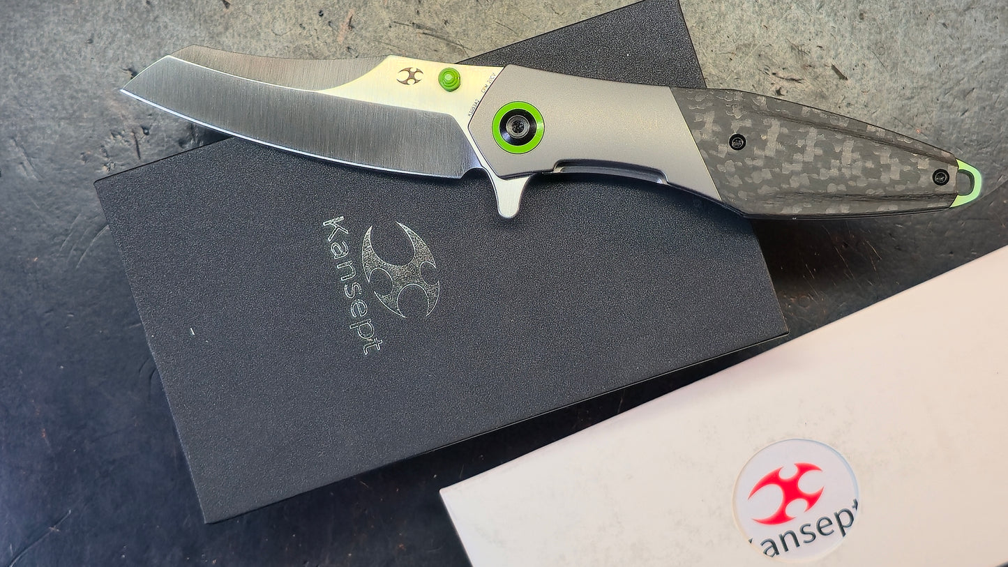 Kansept Mistaken Titanium/Twill Carbon Fiber Handle CPM 20CV Blade