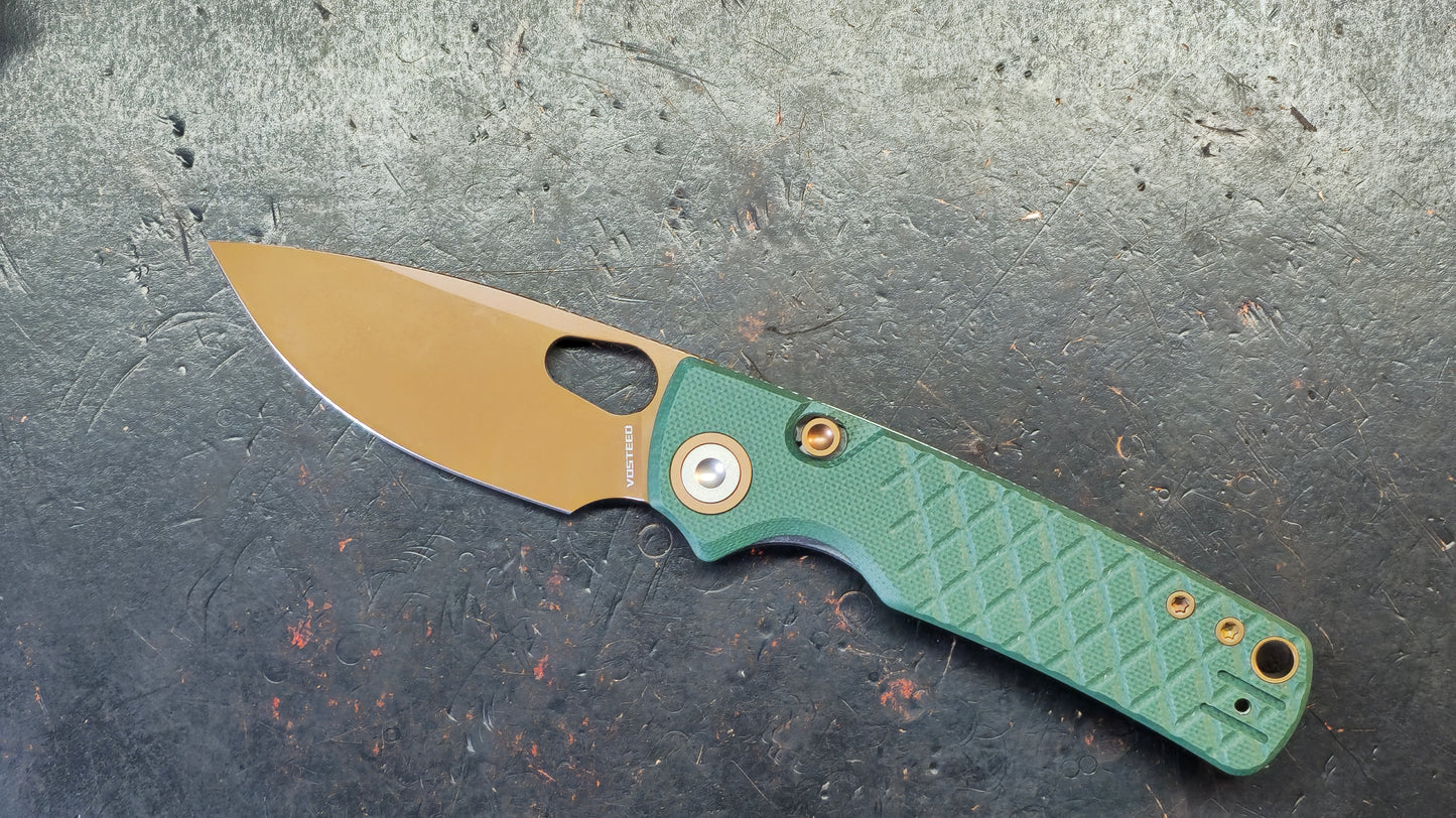 Vosteed Porcupine - Top Liner Lock G10 Handle 2.99" 14C28N Copper Dune Blade