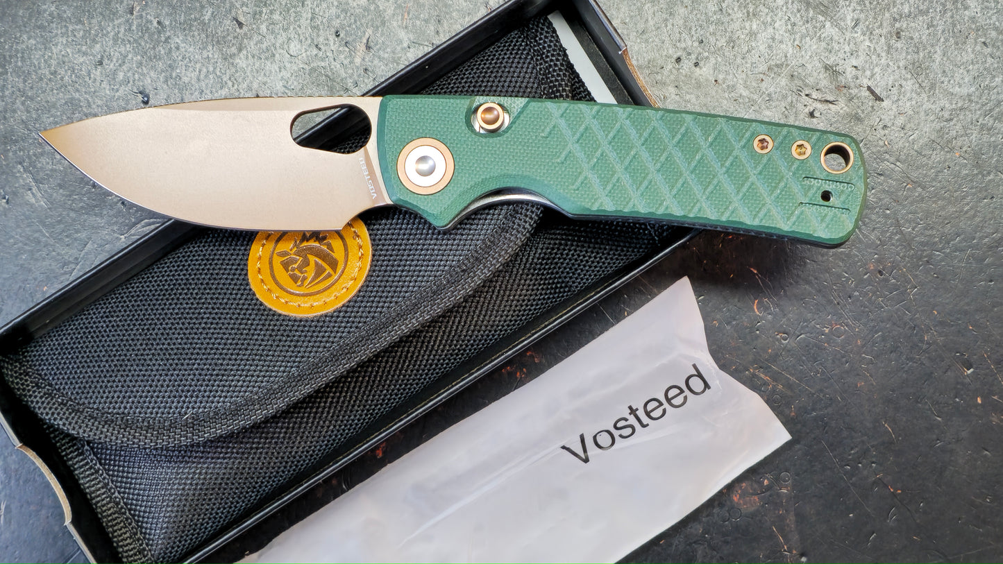 Vosteed Porcupine - Top Liner Lock G10 Handle 2.99" 14C28N Copper Dune Blade