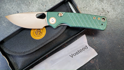 Vosteed Porcupine - Top Liner Lock G10 Handle 2.99" 14C28N Copper Dune Blade