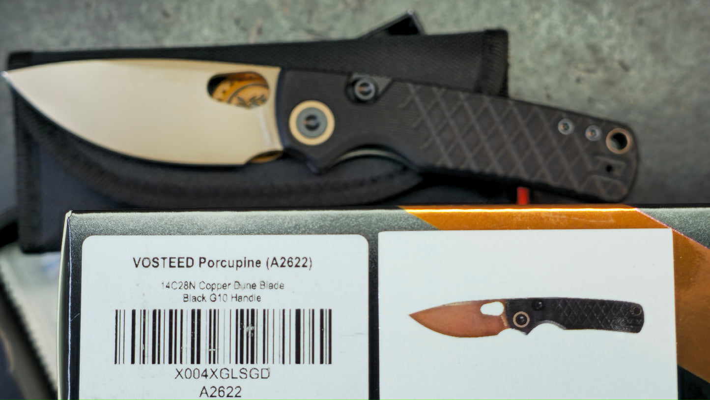 Vosteed Porcupine - Top Liner Lock G10 Handle 2.99" 14C28N Copper Dune Blade (Copy)
