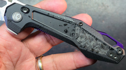 Ketuo Griffin Black G10 w/ Carbon Fiber Handle & Purple Accents 14c28n Blade