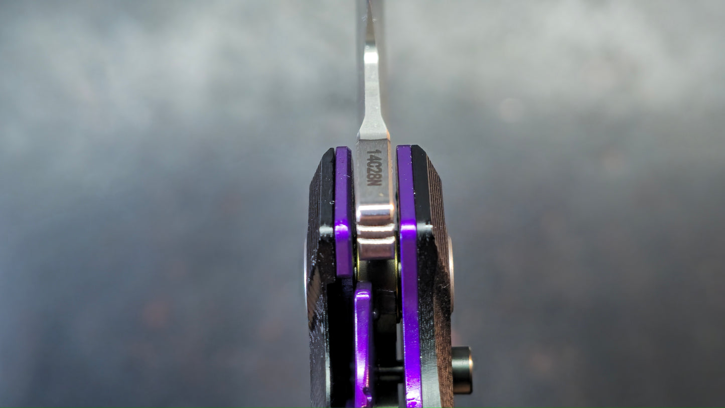 Ketuo Griffin Black G10 w/ Carbon Fiber Handle & Purple Accents 14c28n Blade