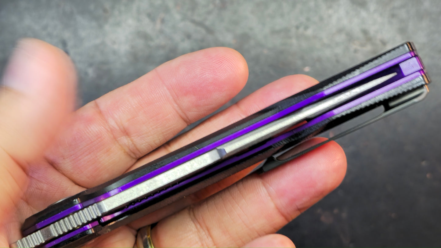 Ketuo Griffin Black G10 w/ Carbon Fiber Handle & Purple Accents 14c28n Blade
