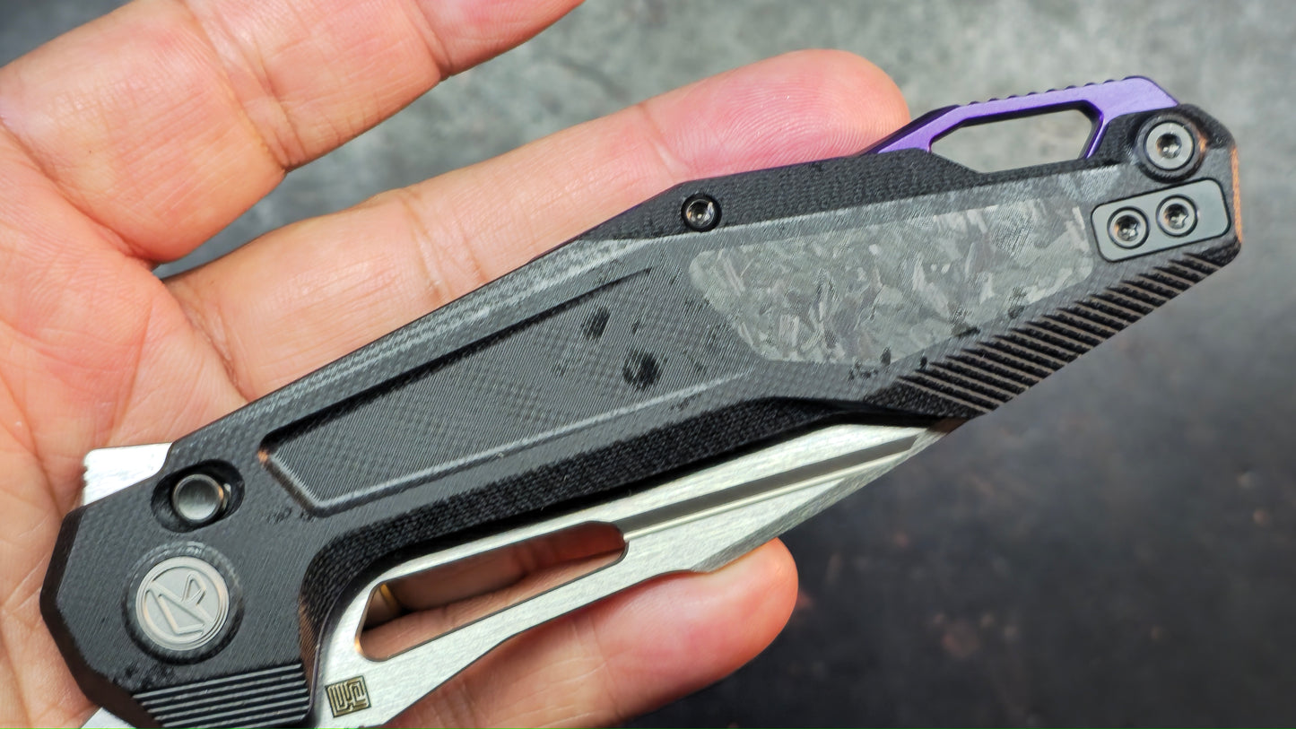 Ketuo Griffin Black G10 w/ Carbon Fiber Handle & Purple Accents 14c28n Blade