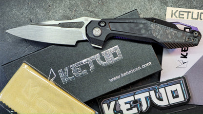 Ketuo Griffin Black G10 w/ Carbon Fiber Handle & Purple Accents 14c28n Blade