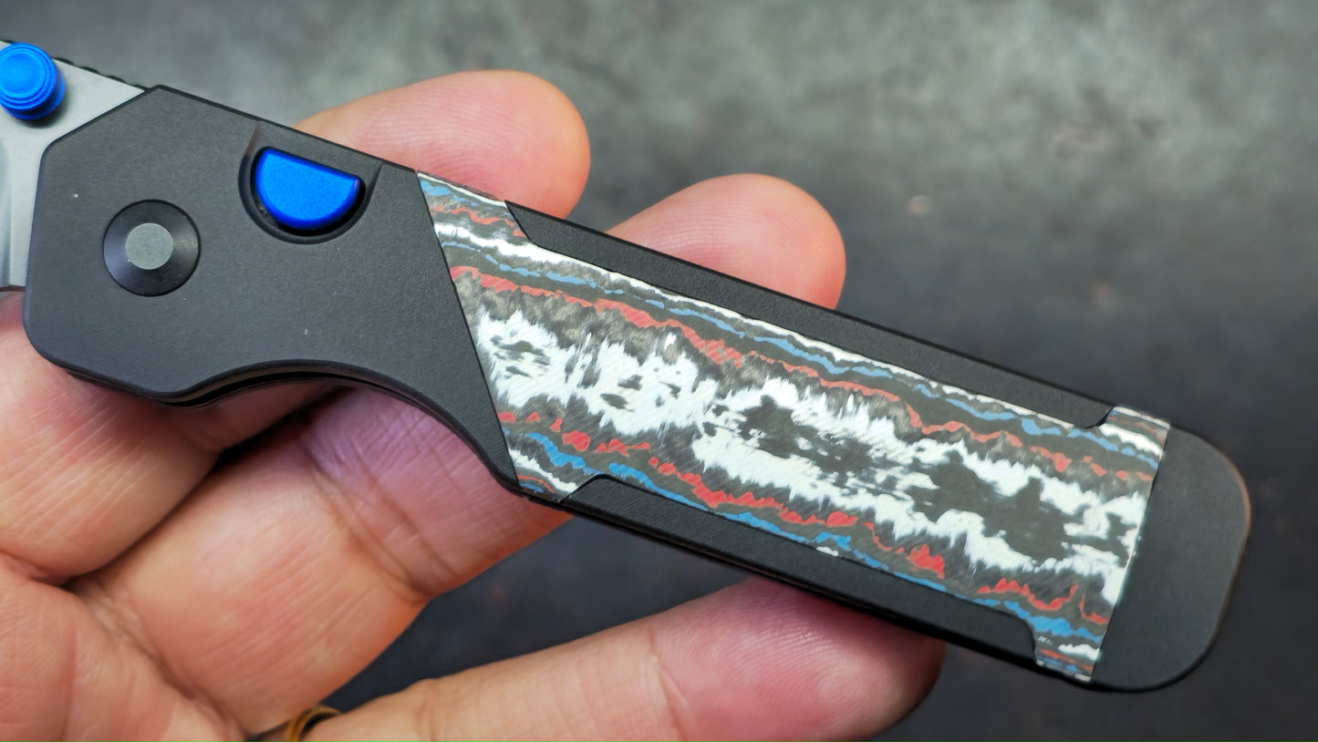 Kizer Militaw 315 Button Liner Lock Aluminum Nebula FatCarbon Handle DLC M390 Blade