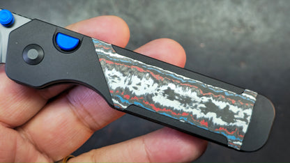 Kizer Militaw 315 Button Liner Lock Aluminum Nebula FatCarbon Handle DLC M390 Blade