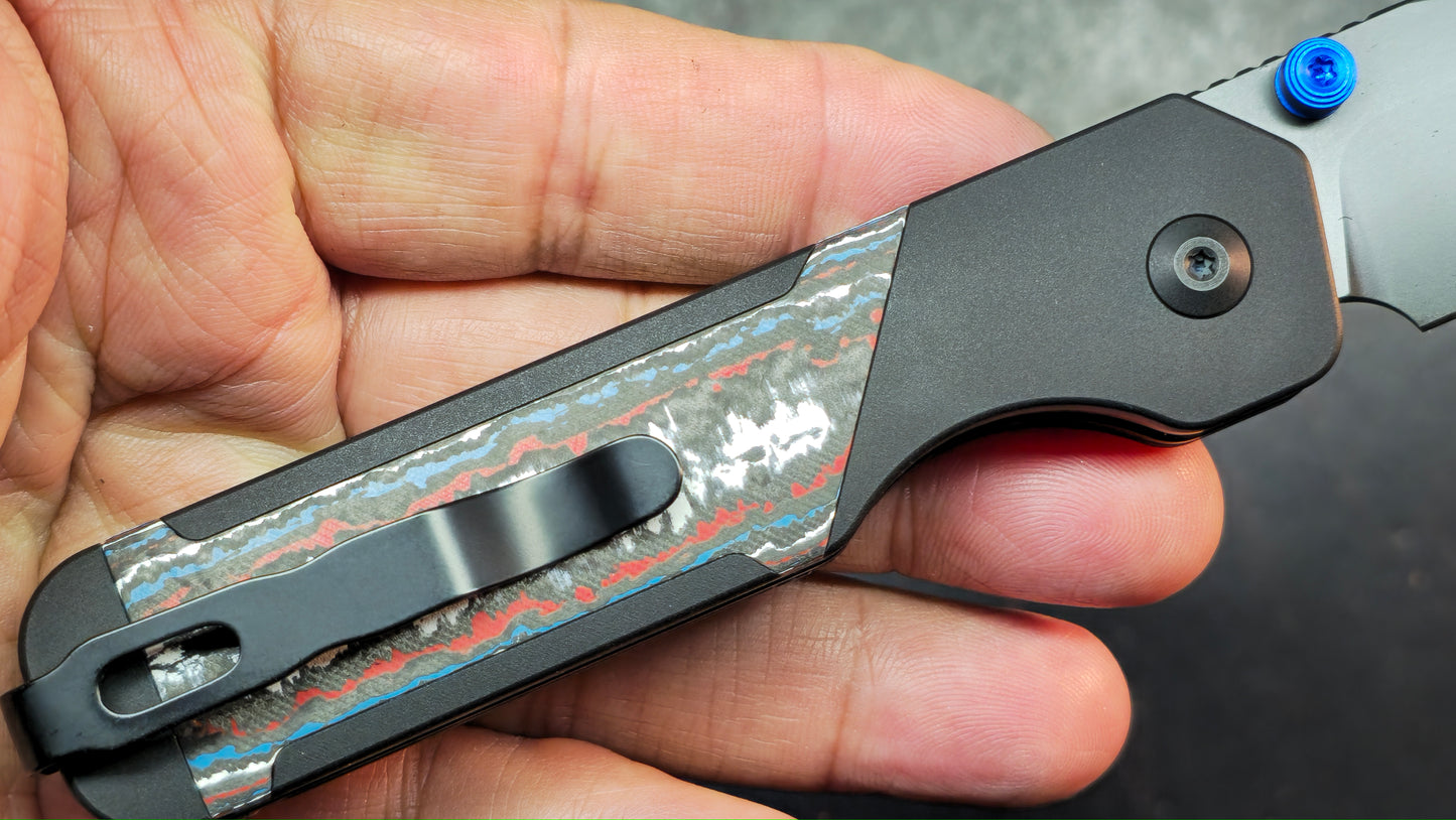 Kizer Militaw 315 Button Liner Lock Aluminum Nebula FatCarbon Handle DLC M390 Blade