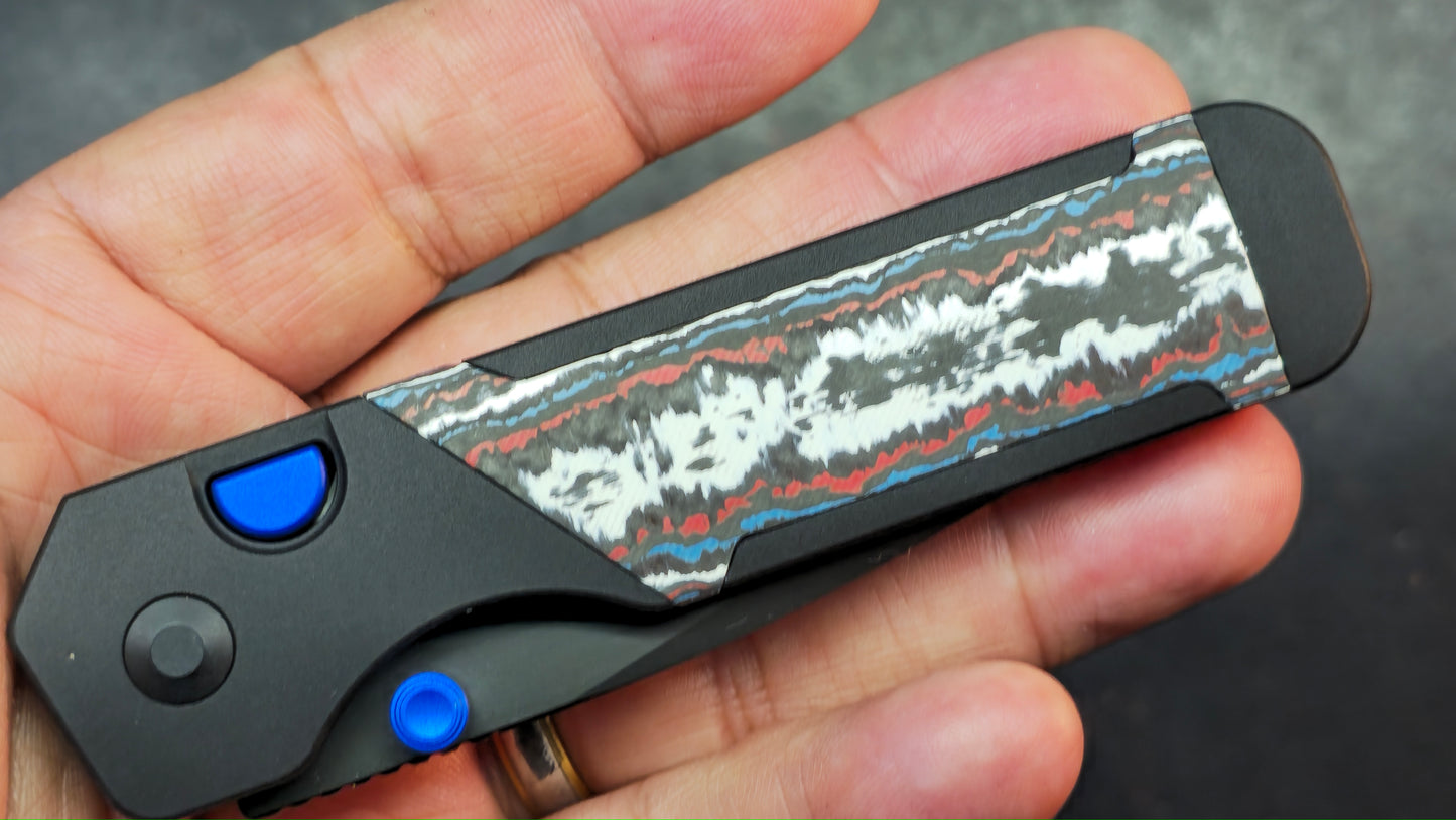 Kizer Militaw 315 Button Liner Lock Aluminum Nebula FatCarbon Handle DLC M390 Blade