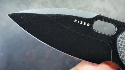 Kizer Roach XL Button Liner Lock Micarta Handle 14C28N Blade