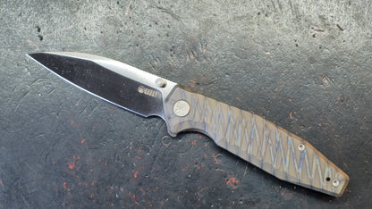 Kubey Whammy Flame Ano Titanium Handle 14C28N Blade