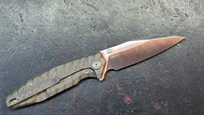 Kubey Whammy Flame Ano Titanium Handle 14C28N Blade