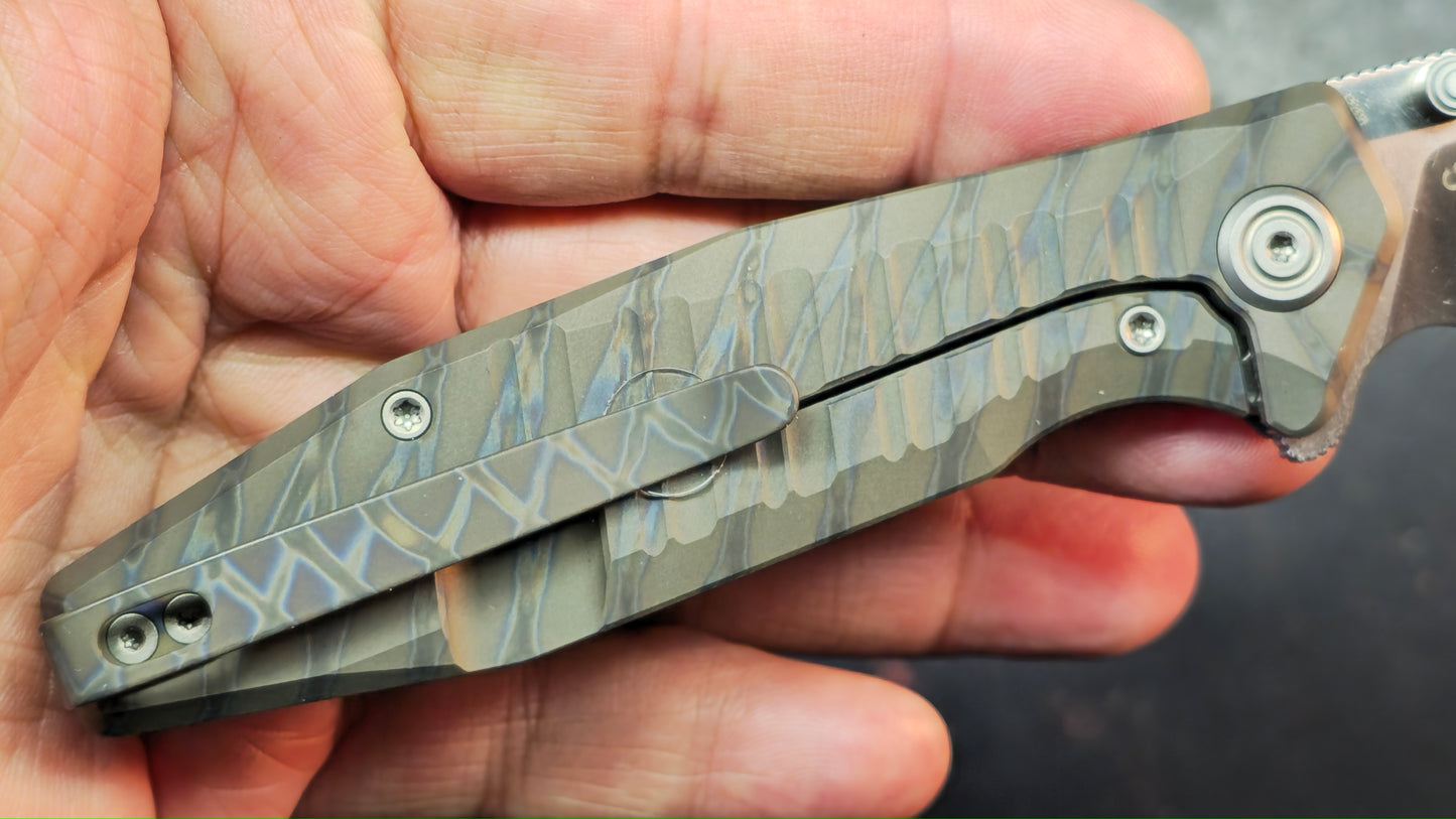 Kubey Whammy Flame Ano Titanium Handle 14C28N Blade