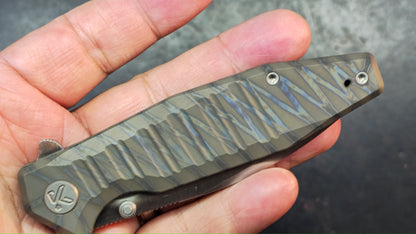 Kubey Whammy Flame Ano Titanium Handle 14C28N Blade