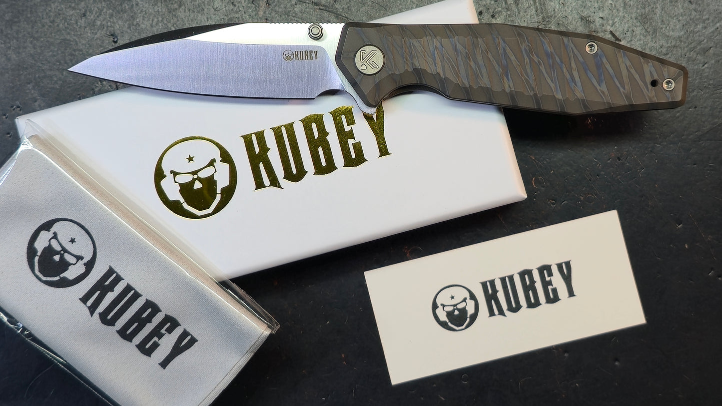 Kubey Whammy Flame Ano Titanium Handle 14C28N Blade
